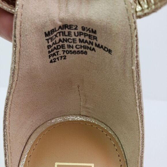 Material Girl Blaire Womens Sz 9.5 Gold Party Formal Ankle Strap 4" Heels Sandal - Picture 11 of 13